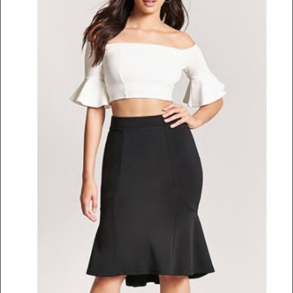 Forever 21 black midi mermaid skirt